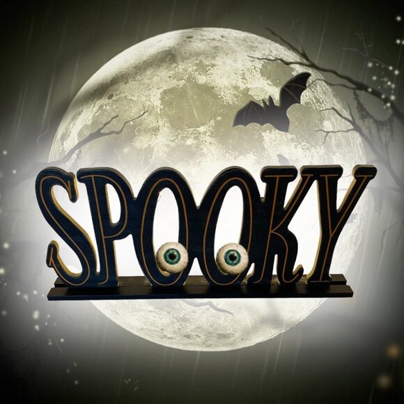 Spooky resin sign table art decoration Halloween party lights up letters - Picture 1 of 6